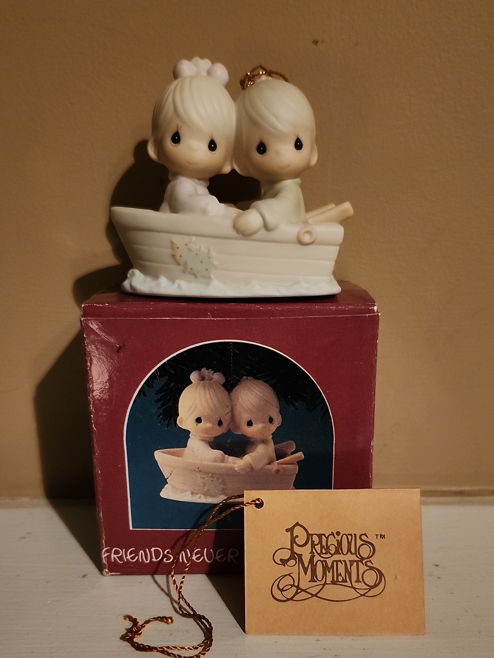 Precious Moments Ornament Friends Never Drift Apart, New In Box with Tag 1990